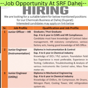 Job Opportunity At SRF Dahej